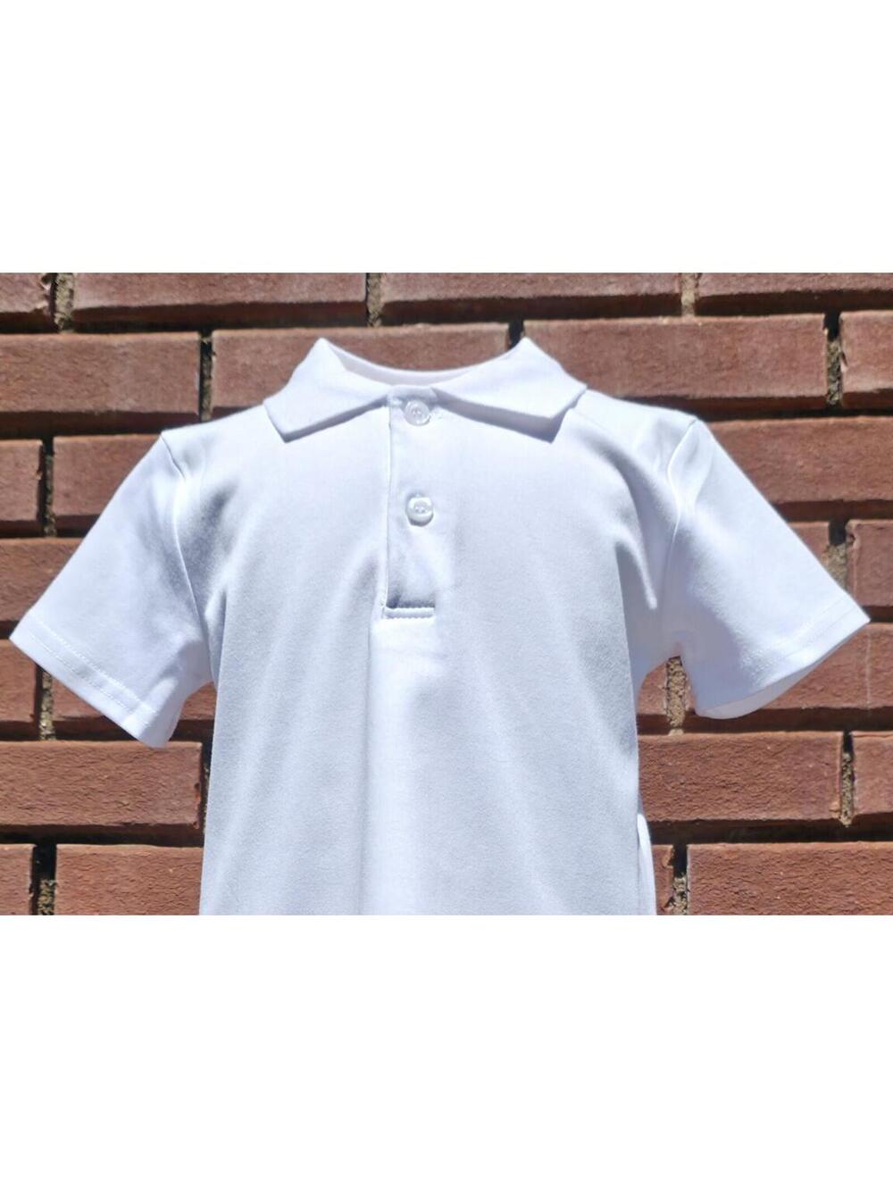 NEW Plain White Short Sleeve Polo Style Collared Shirt 100% Cotton Size 4T - Picture 2 of 10